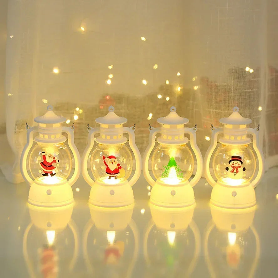 2025 Christmas Ornaments with Battery LED Lantern Light Santa Claus Merry Christmas Decorations for Home Xmas Navidad Noel Gift