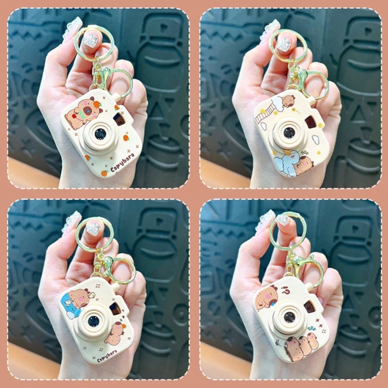 New Capybara Projection Camera Keychain Cartoon Kawaii Mini Camera Keyring Hanging Decoration Fashion Backpack Pendant
