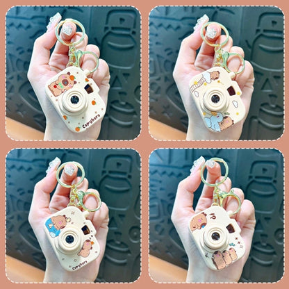 New Capybara Projection Camera Keychain Cartoon Kawaii Mini Camera Keyring Hanging Decoration Fashion Backpack Pendant
