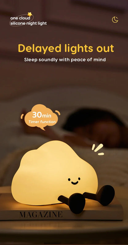 Cute Silicone Night Light Dimmable Nursery Sleeping Lamp Touch Control Nightlights USB Rechargeable Table Lamp For Baby Child