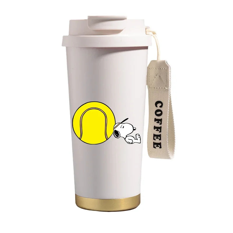 500ml Snoopys Stainless Steel Insulated Water Bottle Anime Kawaii Portable Travel Outdoor Car Tea Coffee Mug Cold Thermos Cup