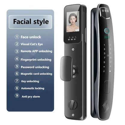 3D Facial Recognition Intelligent Door Lock Fully Automatic Lock Password Lock Fingerprint Lock Home Intercom Graffiti Palm Vein