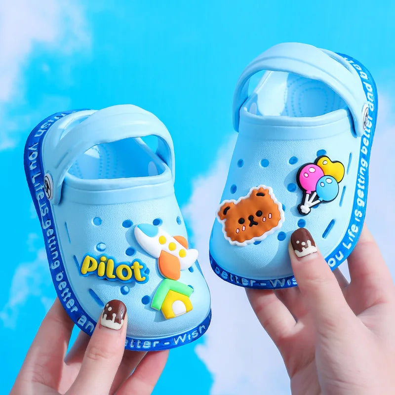Children Cute Cartoons Sandals for Girls Boy Summer Baby Shoes Animal Rabbit Garden Beach Shoes Cave Hole Breathe Kids Slipper