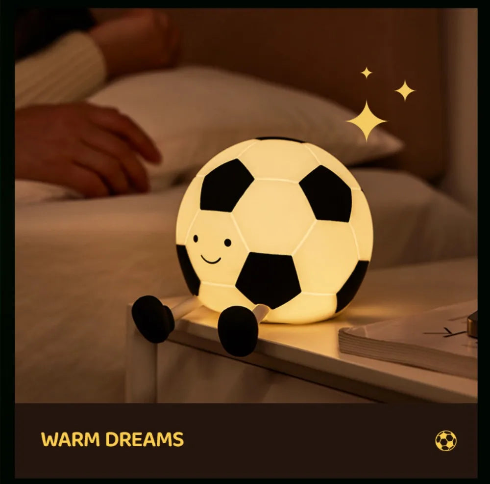 Football Silicone Night Light Rechargeable Sleeping Night Lamp with 3 Level Dimmable Bedside Lamp For Room Decor