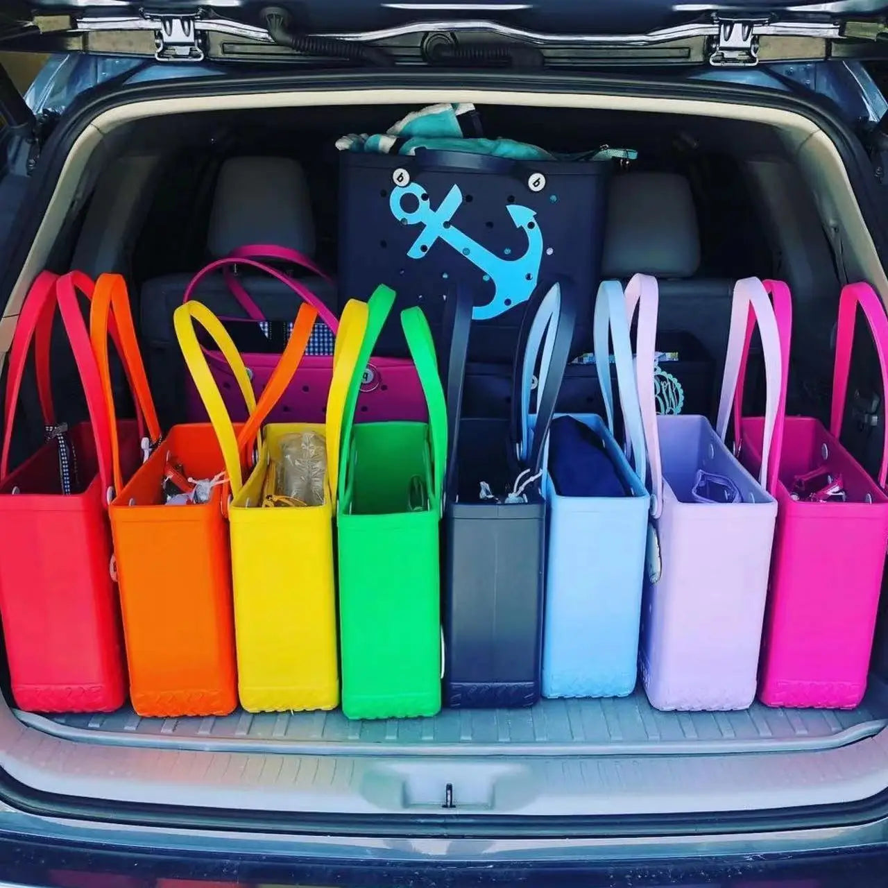 Beach Bag Tote Silicone Basket Waterproof Travel Jelly Handbag Women Picnic Basket Multi-Purpose Croc Handbag Shopping Bags