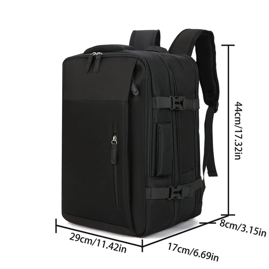 Expandable Travel Backpack - Multipocket Oxford Laptop Bag W/ Dedicated Compartment & Dual Access Zippers for Commute