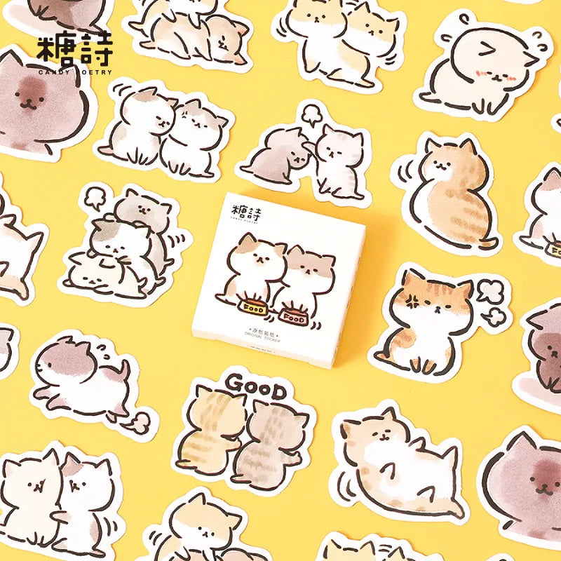 45 Pcs/Box My Naughty Cats Kawaii Mini Paper Sticker Diy Diary Album Scrapbooking Decoration School Supplies Stationery Stickers