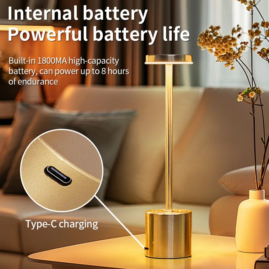 Creative Ambient Table Lamp USB Rechargeable Night Light Stepless Dimming Touch Desk Lamp 3 Colors Bedside Lamp Hotel Bar Decor