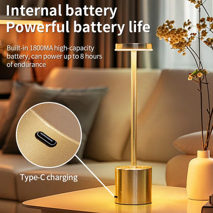 Creative Ambient Table Lamp USB Rechargeable Night Light Stepless Dimming Touch Desk Lamp 3 Colors Bedside Lamp Hotel Bar Decor