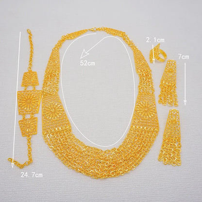 2023 Fine Jewelry Sets For Women Dubai Bridal Wedding Gifts Necklace Bracelet Earrings Ring Jewellery Set African Bead jewelry