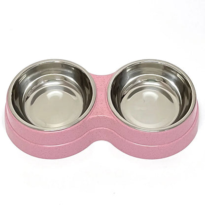 Pet Cat & Dog Dual Bowl - 2-in-1 Food & Water Bowl for Medium Cats, Puppies, Pet Feeding Supplies