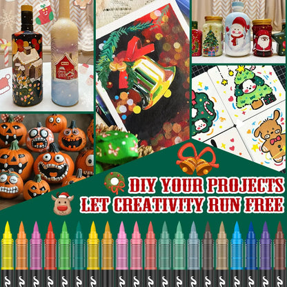 12/120 Colors Paint Markers, Brush Acrylic Paint Pens for Art Supplies Fabric Paint Stone Glass Ceramic Wood Rock Christmas Card