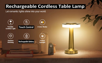 LED Table Lamp Touch Sensor Rechargeable Desktop Night Light Wireless Reading Lamp for Restaurant Hotel Bar Bedroom Decor Light