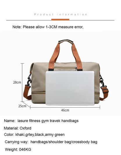 Large Capacity Travel Fitness Bag Waterproof Portable Sports Duffel Bag for Men Short Distance Workout Chest Shoulder Carryall