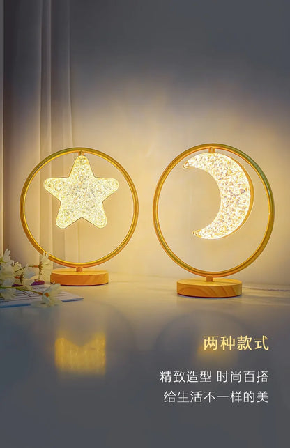 Moon Star Mini Bedside Living Room Desk Pendant Decorative Ins Hot 3 Color Warm White Light Lamp