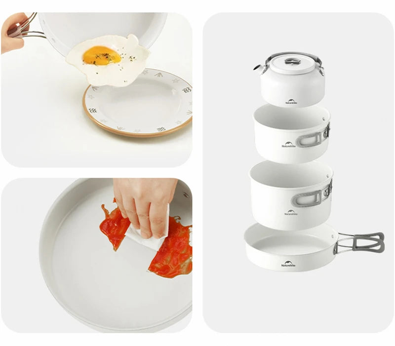 Naturehike Ceramic Non Stick Pot Outdoor Camping Portable Kitchenware BBQ Picnic Kettle Frying Pan Cookware Barbecue Tablewar