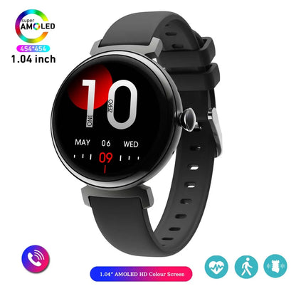 1.04 inch AMOLED Screen Fashion Ladies Smart Watch Screen Always Display Bluetooth Call Smartwatch Metal Body Small Screen Watch