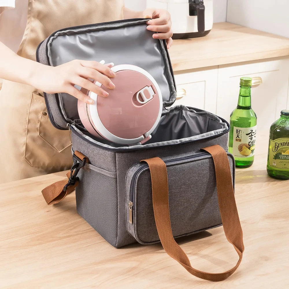 Picnic Cooler Bags Thermal Lunch Box Bag Double Layer Outdoor Camping Food Drink Ice Insulated Case Travel Storage Bags
