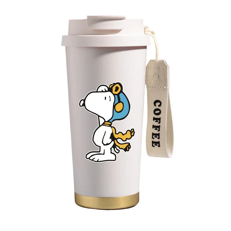 500ml Snoopys Stainless Steel Insulated Water Bottle Anime Kawaii Portable Travel Outdoor Car Tea Coffee Mug Cold Thermos Cup