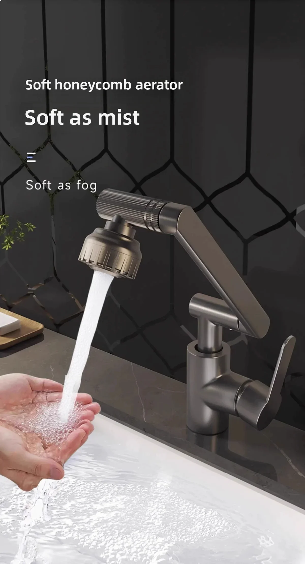 Dual Mode Universal Rotating Faucet Robotic Arm Wash Basin Kitchen Bathroom Hot and Cold Household Basin Wash Basin Sink