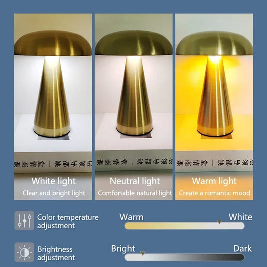 Retro LED Night Light Mushroom Touch Sensor Desk Lamp Rechargeable Reading Lights For Bedroom Restaurant Bar Decor Lighting