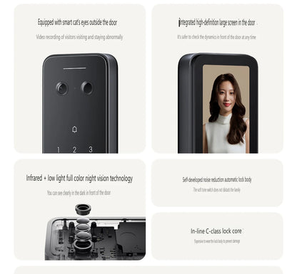 2025 Xiaomi Smart Door Lock 2 Cat Eye Visual Screen Fingerprint Bluetooth NFC Unlock For MiHome Push-pull Lock With Camera