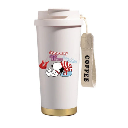 500ml Snoopys Stainless Steel Insulated Water Bottle Anime Kawaii Portable Travel Outdoor Car Tea Coffee Mug Cold Thermos Cup