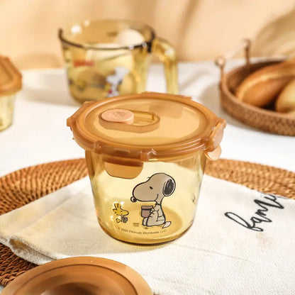 Snoopy Multi-Layer Stainless Steel Lunch Box Tinted Glass Food Portable Thermal Lunchbox Picnic Office Kids Workers School Bento