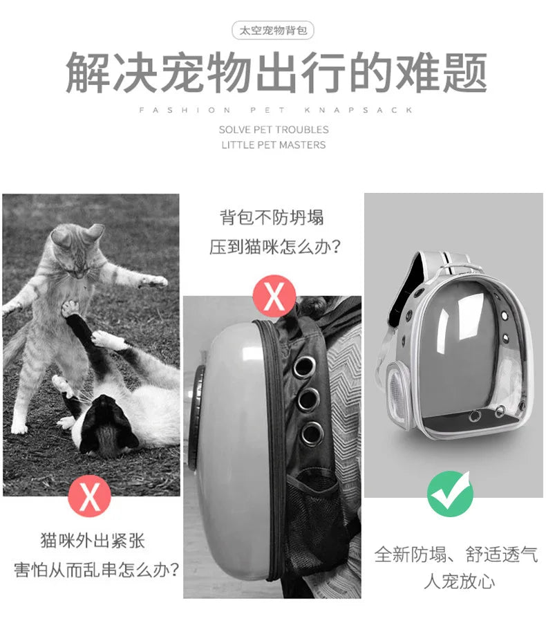 2025 New Space Capsule Transparent Cat Bag Breathable Shoulder Pet Bag Portable Cat Bag Pet Supplies Pet Backpack
