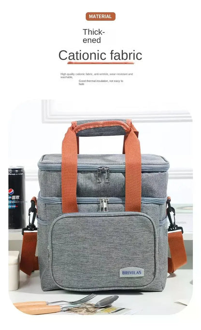 Portable Thermal Lunch Bag Picnic Food Cooler Bags Insulated Case Durable Waterproof Office Lunchbag Shoulder Strap Cooling Box