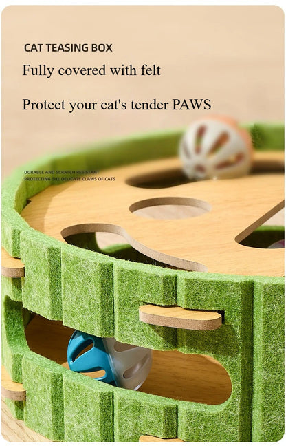 Pet Cat Puzzle Maze Holes Toys Felt Box With Bell Ball Kitten Playing Toys Interactive Funny Combination Set Cat Supplies