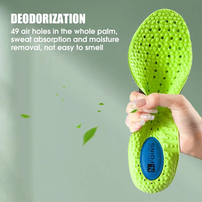 Sports Shock Absorption Insole Green PU Memory Foam Breathable Arch Support Orthopedic Shoes Pad Men Women Feet Care Shoes Pad