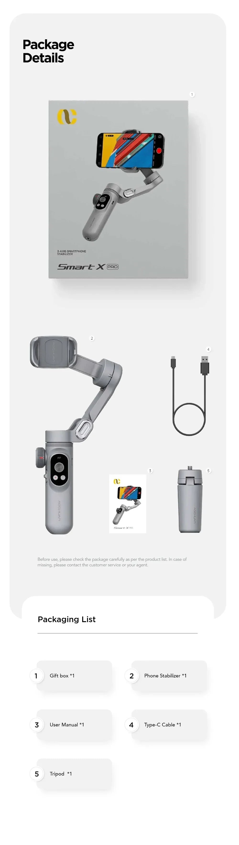 3-Axis Handheld Stabilizer Wireless Charger LED Display Light Focusing Wheel for iOS Android Phones Smart X Pro Universal Joint
