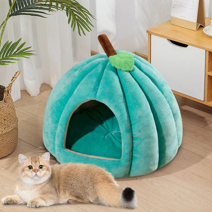 Creative Pumpkin Pet House Autumn And Winter Cat And Dog Semi-enclosed Pet Bed Warm And Thick Cat And Dog Nest Pet Supplies