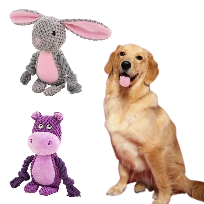 Stuffed Raw Small Dog Plush Interactive Toy Indestructible Bite Resistant Sound Puppy Squeaky Dogs Rattle For Pet Toys Supplies