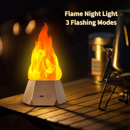 Halloween Flame Night Light with 3 Flashing Modes USB Charging Outdoor Camping Garden Landscape Decoration Lamp Christmas Light