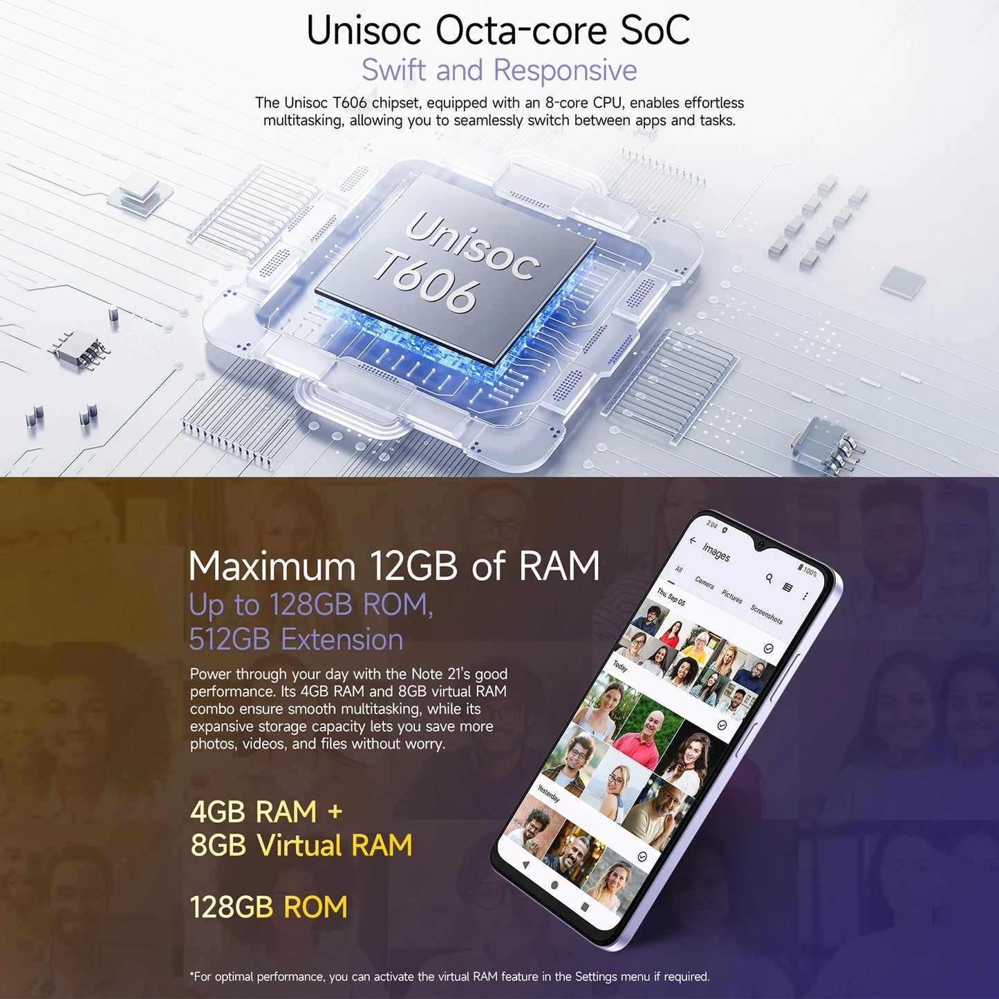 Ulefone Note 21 Smartphone 6.56" 90Hz 5000mAh Battery 4GB+128GB Unisoc T606 13MP Camera 4G Android 14 Mobile Phone