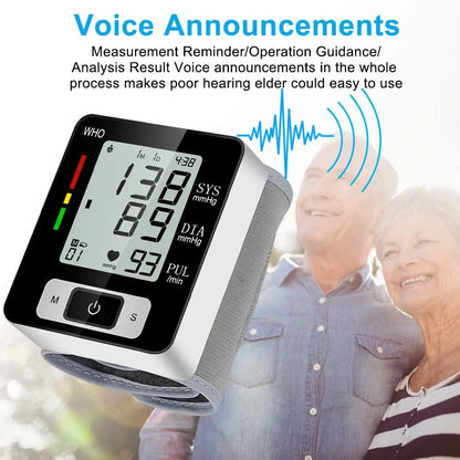 Electronic Blood Pressure Monitor Wrist Cuff Tonometer Digital Sphygmomanometer Electronic Bp Monitors Blood Meter for Home Use