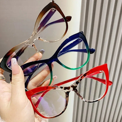 2024 New Cat Eye Glasses Frame Women Fashion Gradient Color Eyeglass Frame Anti Blue Light Glasses Computer Goggles Óculos Gifts