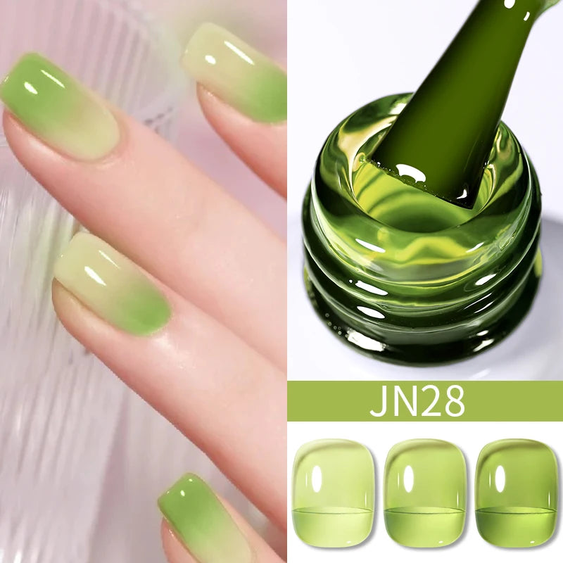 BORN PRETTY 10ml Wine Red Glitter Jelly Nude Gel Nail Polish Soak Off Translucent Color UV Light Cure for Nail Art DIY at Home