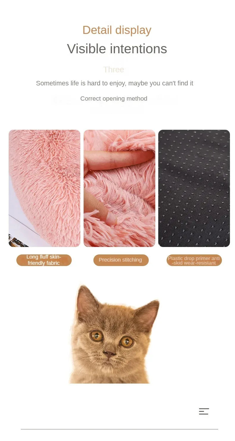 Plush Pet Nest Winter Cat Nest Dog Nest Warm Detachable and Washable Round Cat Nest Pet Bed Seasonal Universal Decoration Home