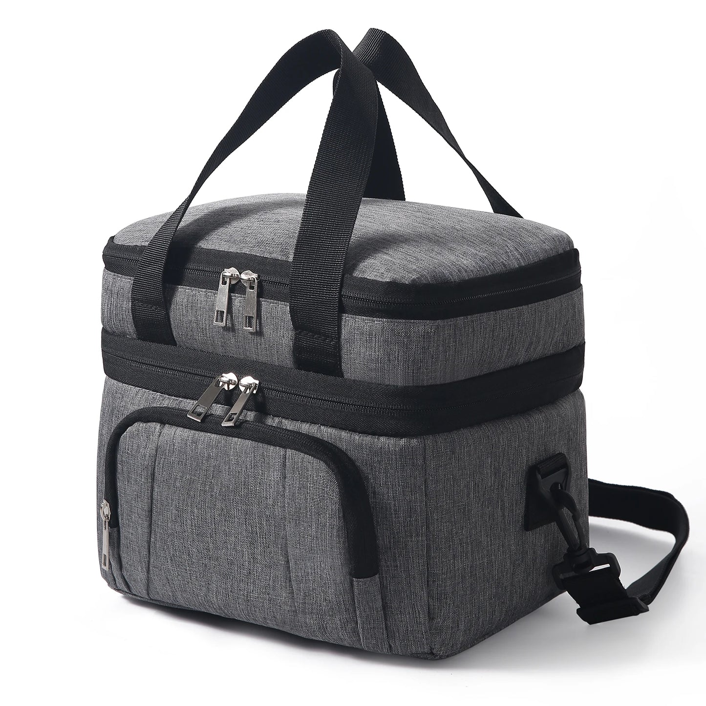 Double Insulated Lunch Bag Layer Portable Thermal Lunch Box Waterproof Picnic Heat Insulating Bag with Adjustable Strap