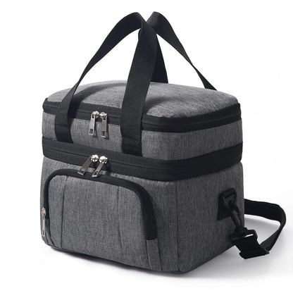 Double Insulated Lunch Bag Layer Portable Thermal Lunch Box Waterproof Picnic Heat Insulating Bag with Adjustable Strap