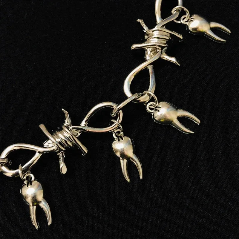Chunky Tooth Choker, Rotten Teeth Choker, Fairy Barbed Wire Choker, Weird Jewelry, Goth Jewelry, Spike Punk Thorns Choker Gift