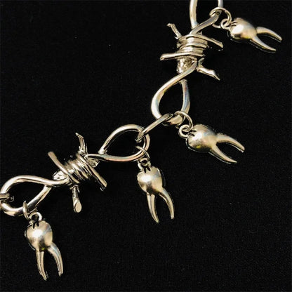 Chunky Tooth Choker, Rotten Teeth Choker, Fairy Barbed Wire Choker, Weird Jewelry, Goth Jewelry, Spike Punk Thorns Choker Gift