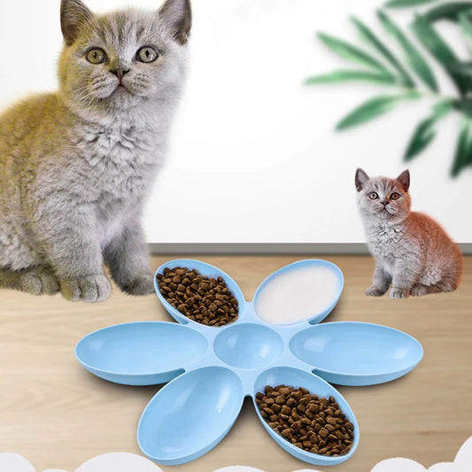Flower Shaped Pet Bowl with 6 Connected Bowls for Small Dog and Cat, Water Dish, Puppy Feeding Bowls, Slow Down Eating Feeder