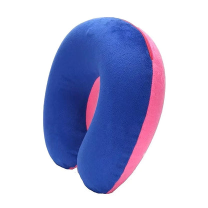 1PC U-shaped Travel Pillow Portable Lazy Inflatable Neck Cervical Support Short Plush Office Sleep Essentials
