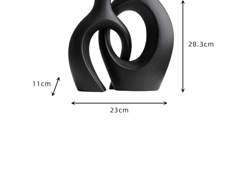 ,  Hollow Cuddled Ceramic Vase, 2 for Modern Home Decoration, Boho Donut Vase, Black and White Minimalist Decorative Flowerpot