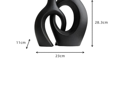 ,  Hollow Cuddled Ceramic Vase, 2 for Modern Home Decoration, Boho Donut Vase, Black and White Minimalist Decorative Flowerpot