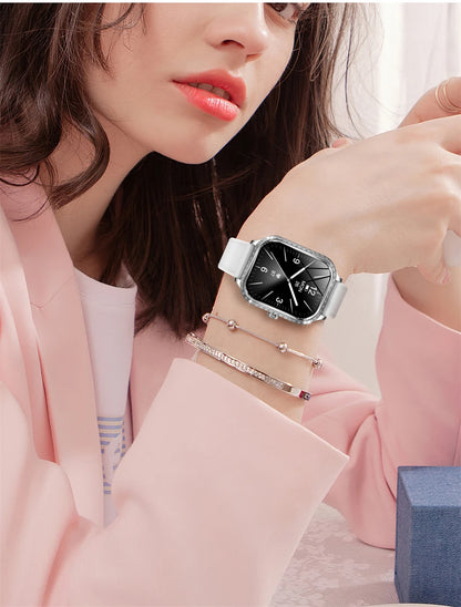 New Fashion Women Smart Watch 1.75inch Curved Screen Sports Bracelet BT HD Calling Clock IP68 Waterproof Diamond Case Smartwatch